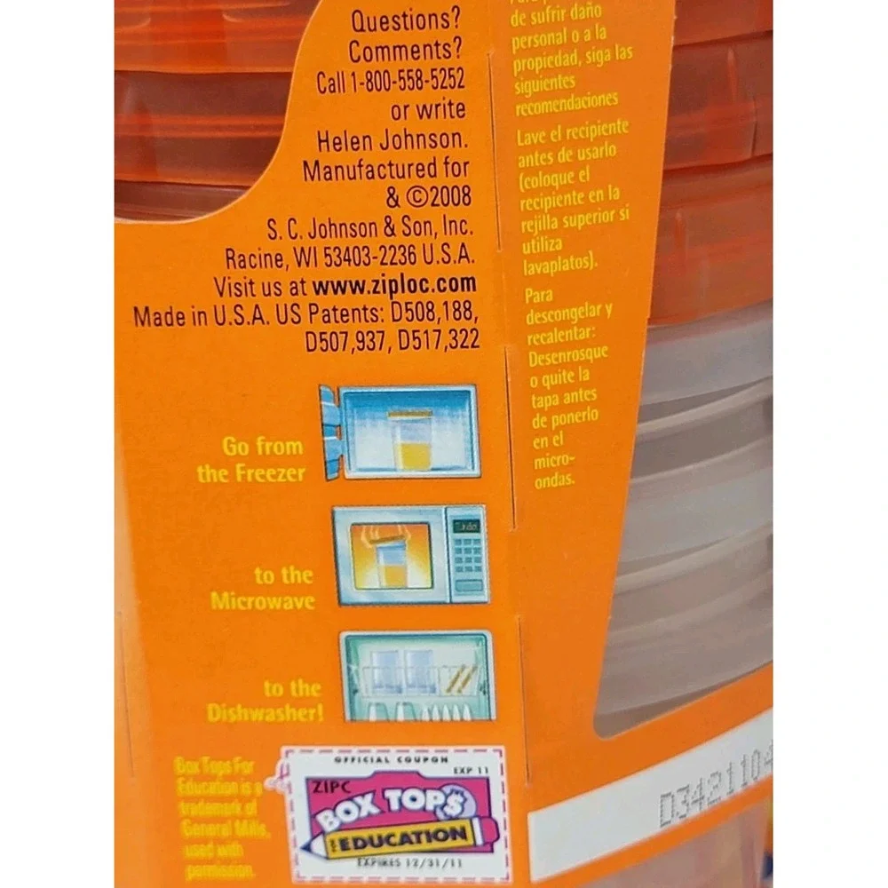 3 Packs NOS Ziploc Twist 'n Loc Lock Orange Color Edition Small Round Containers